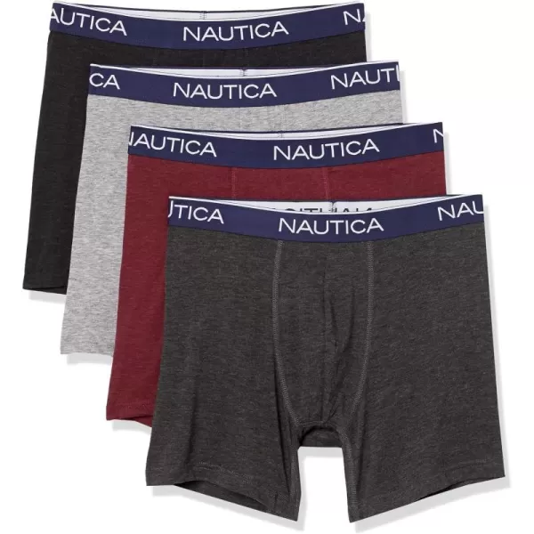 Nautica Mens 4 Pack Heather Stretch Boxer BriefBlack HeatherCharcoal HeatherLight Grey HeatherCornell Heather