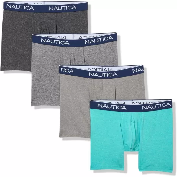 Nautica Mens 4 Pack Heather Stretch Boxer BriefBlackCharcoalHeather GreyAtlantis Heather