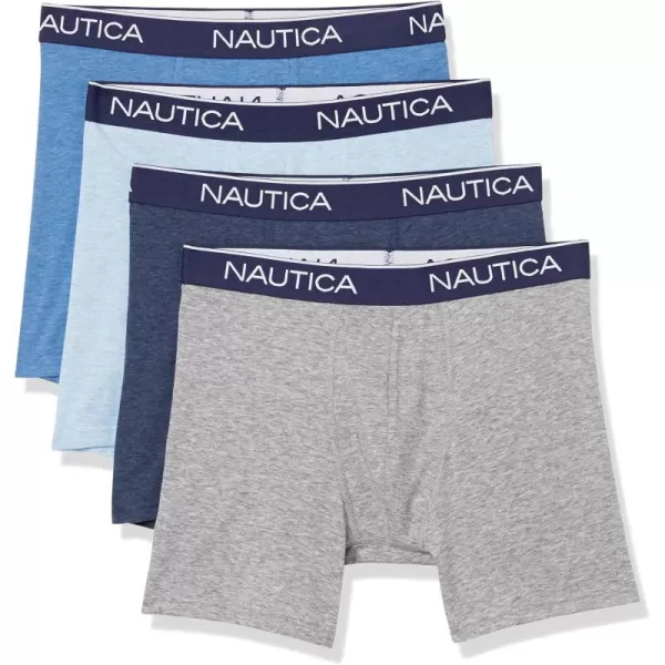 Nautica Mens 4 Pack Heather Stretch Boxer BriefLight Grey HeatherSea Mist HeatherDutch HeatherPeacoat Heather