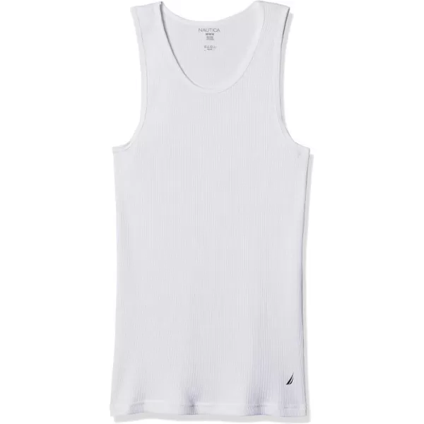 Nautica Mens 4 Pack Ribbed Cotton TankWhite