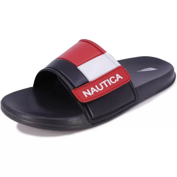 Nautica Mens Athletic Slide Adjustable Straps Comfort SandalWideMedium WidthBower 2blackWhiteRed