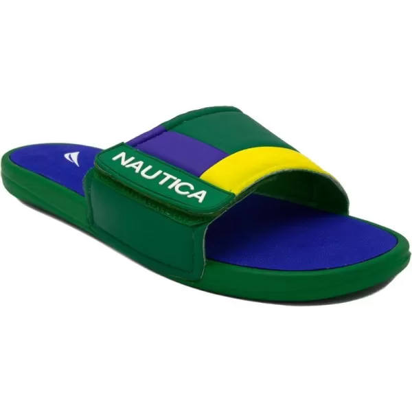 Nautica Mens Athletic Slide Adjustable Straps Comfort SandalWideMedium WidthGreenBlueYellow