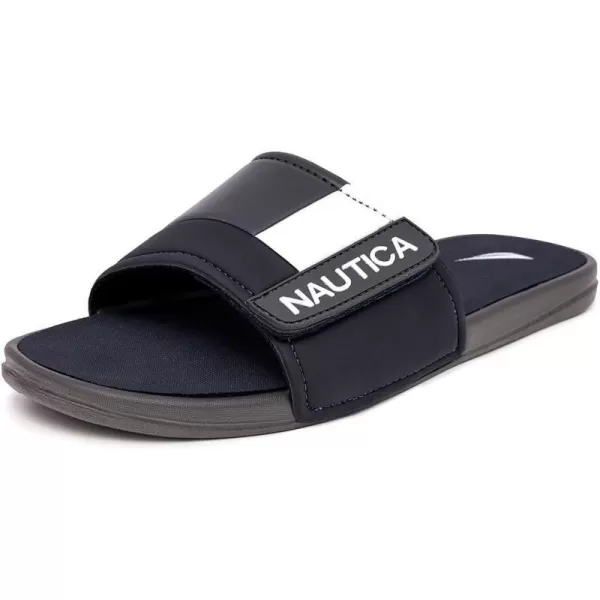 Nautica Mens Athletic Slide Adjustable Straps Comfort SandalWideMedium WidthGrey