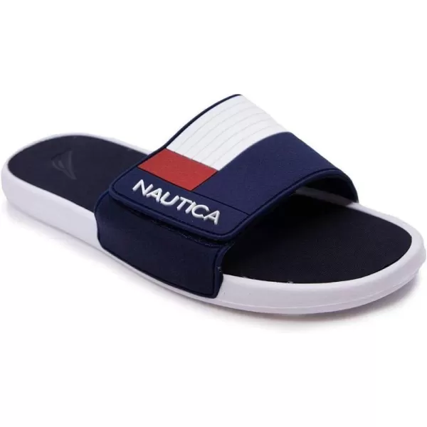 Nautica Mens Athletic Slide Adjustable Straps Comfort SandalWideMedium WidthNavy Benton