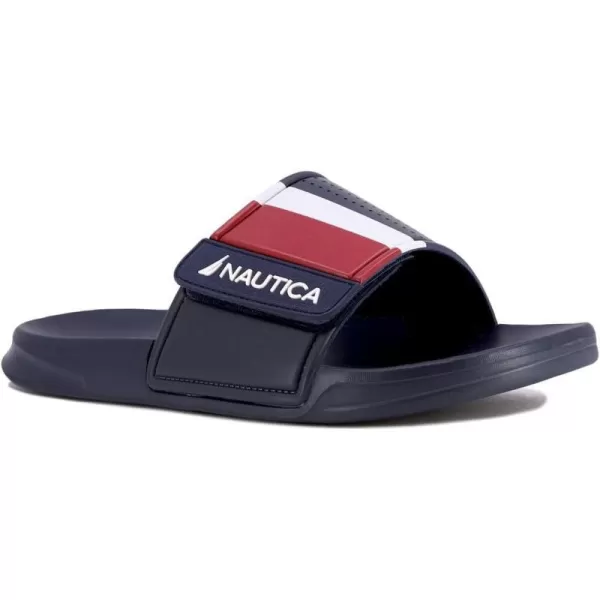 Nautica Mens Athletic Slide Adjustable Straps Comfort SandalWideMedium WidthNavy Carlota