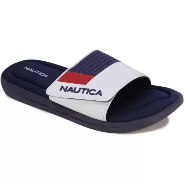 Nautica Mens Athletic Slide Adjustable Straps Comfort SandalWideMedium WidthWhite Benton 2