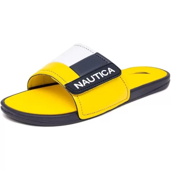 Nautica Mens Athletic Slide Adjustable Straps Comfort SandalWideMedium WidthYellow