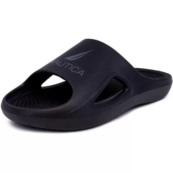 Nautica Mens Athletic Slides Sport Shower Sandals for Indoor  Outdoor  Lightweight Durable and ComfortableBlack