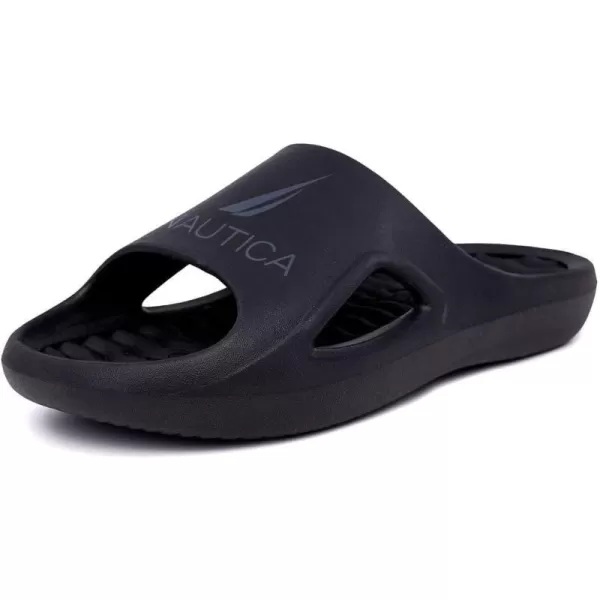 Nautica Mens Athletic Slides Sport Shower Sandals for Indoor  Outdoor  Lightweight Durable and ComfortableBlack Charcoal