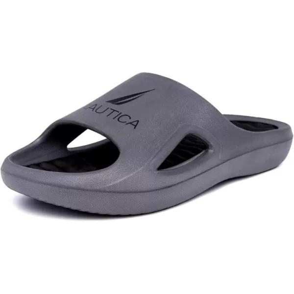 Nautica Mens Athletic Slides Sport Shower Sandals for Indoor  Outdoor  Lightweight Durable and ComfortableCharcoal Black