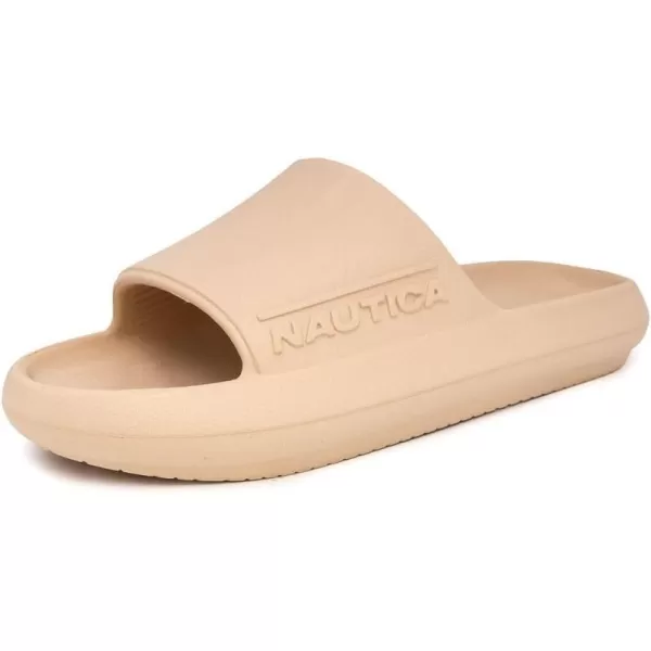 Nautica Mens Athletic Slides Sport Shower Sandals for Indoor  Outdoor  NonSlip Lightweight Durable and ComfortableKhaki