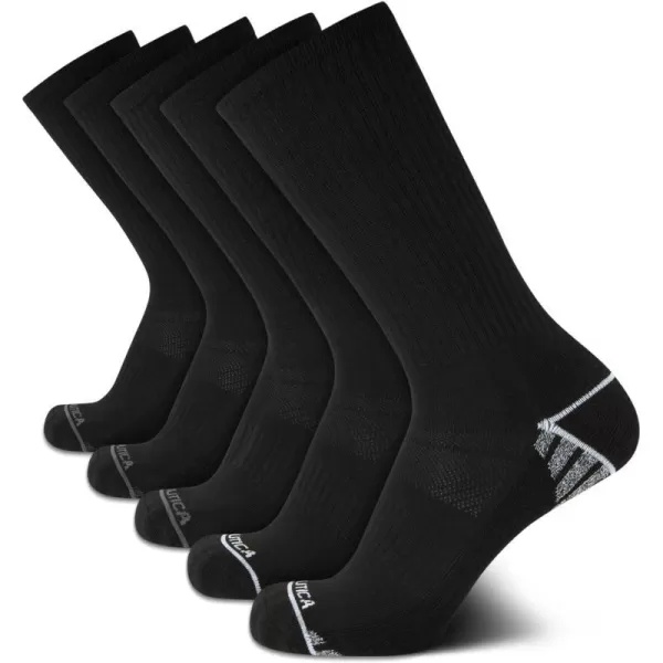 Nautica Mens Athletic Socks  Cushioned Crew Socks 5 PackBlack