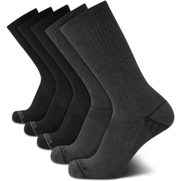 Nautica Mens Athletic Socks  Cushioned Crew Socks 5 PackDark Grey Heather