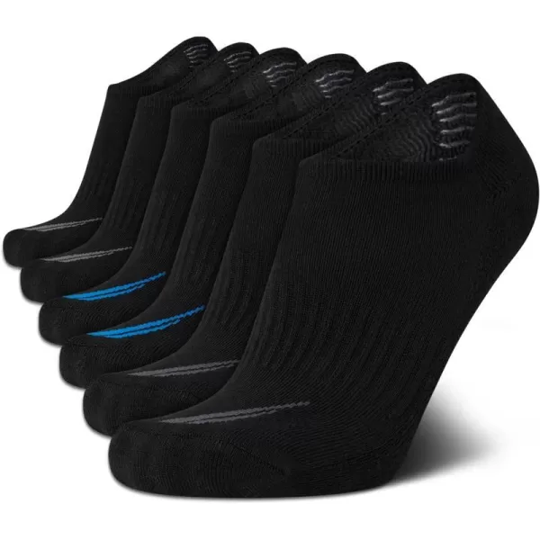 Nautica Mens Athletic Socks  Cushioned Low Cut Socks 6 8 12 PackAll Black 6 Pack