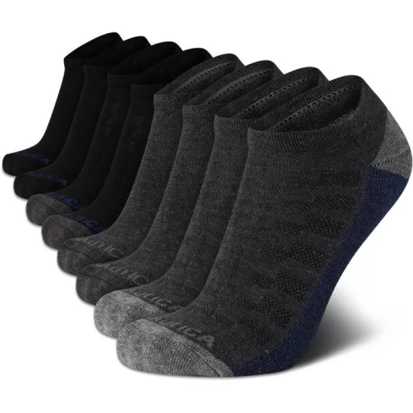 Nautica Mens Athletic Socks  Cushioned Low Cut Socks 6 8 12 PackBlackGrey