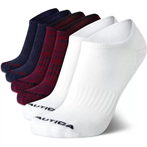 Nautica Mens Athletic Socks  Cushioned Low Cut Socks 6 8 12 PackDenimWhiteRed 6 Pack