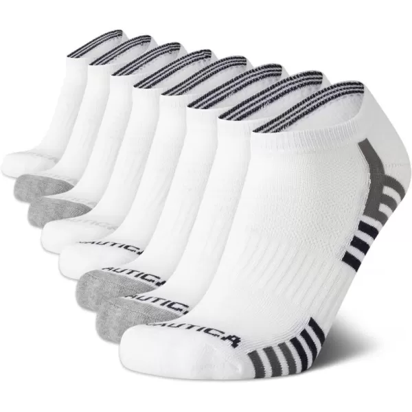 Nautica Mens Athletic Socks  Cushioned Low Cut Socks 8 PackWhite Stripe