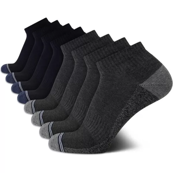 Nautica Mens Athletic Socks  Cushioned Quarter Cut Ankle Socks 8 PackGreay HeatherNavy