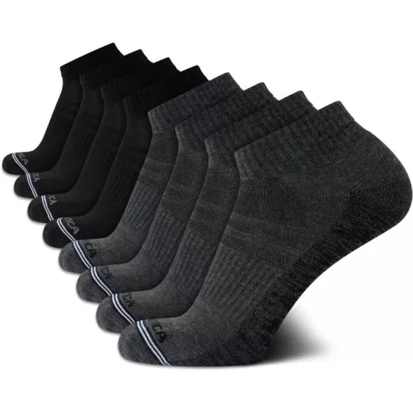 Nautica Mens Athletic Socks  Cushioned Quarter Cut Ankle Socks 8 PackGreyBlack