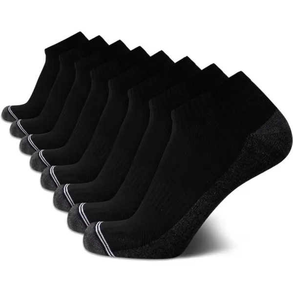 Nautica Mens Athletic Socks  Cushioned Quarter Cut Ankle Socks 8 PackSolid Black