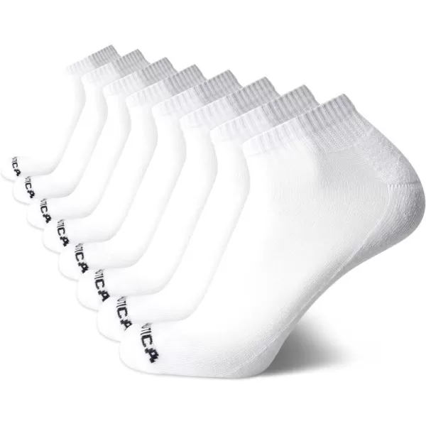 Nautica Mens Athletic Socks  Cushioned Quarter Cut Ankle Socks 8 PackWhite