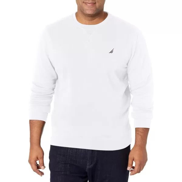 Nautica Mens Basic Crew Neck Fleece SweatshirtBright White