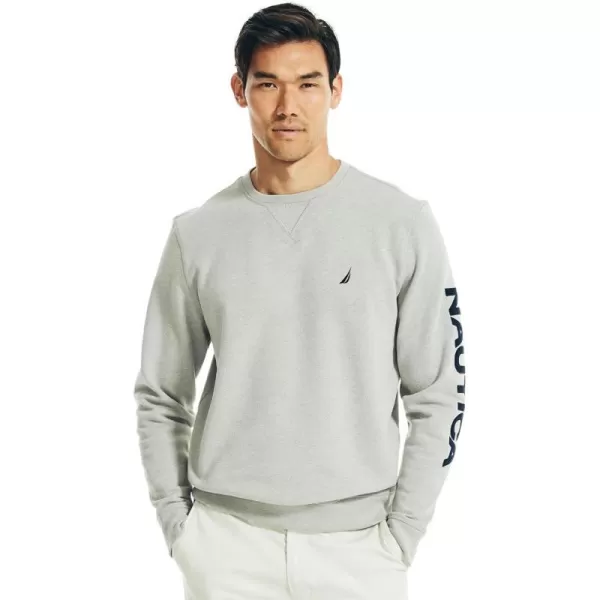 Nautica Mens Basic Crew Neck Fleece SweatshirtFallWinter 2024 Smoke Grey Heather