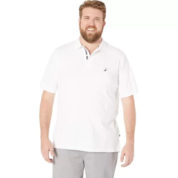 Nautica Mens Big  Tall Short Sleeve Stretch Solid Deck Polo ShirtBright White