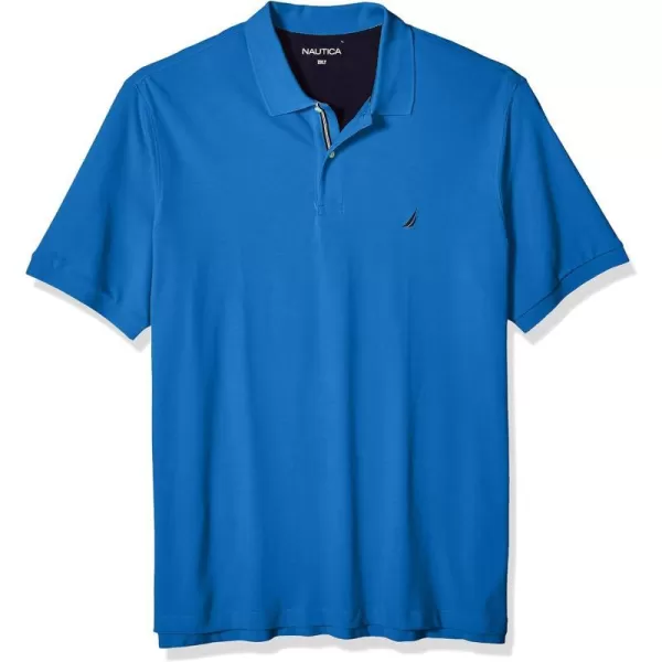 Nautica Mens Big  Tall Short Sleeve Stretch Solid Deck Polo ShirtCapri Blue