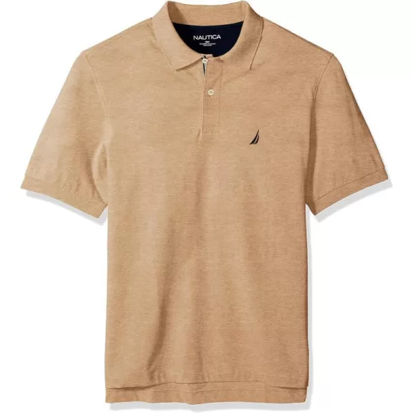 Nautica Mens Big  Tall Short Sleeve Stretch Solid Deck Polo ShirtCoastal Camel Heather