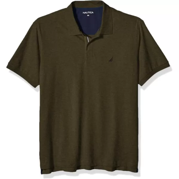 Nautica Mens Big  Tall Short Sleeve Stretch Solid Deck Polo ShirtCoastal Olive Heather