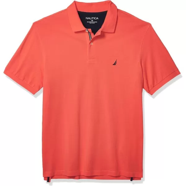 Nautica Mens Big  Tall Short Sleeve Stretch Solid Deck Polo ShirtLiving Coral