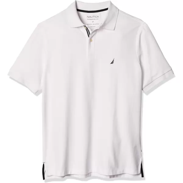 Nautica Mens Big and Tall Classic Fit Short Sleeve Solid Performance Deck Polo ShirtBright White