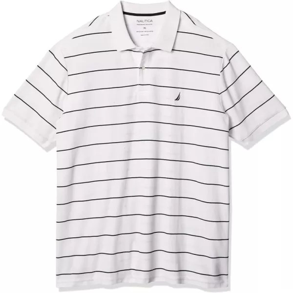 Nautica Mens Big and Tall Classic Short Sleeve Striped Polo ShirtBright White