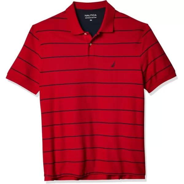 Nautica Mens Big and Tall Classic Short Sleeve Striped Polo ShirtNautica Red