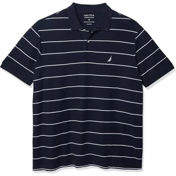 Nautica Mens Big and Tall Classic Short Sleeve Striped Polo ShirtNavy