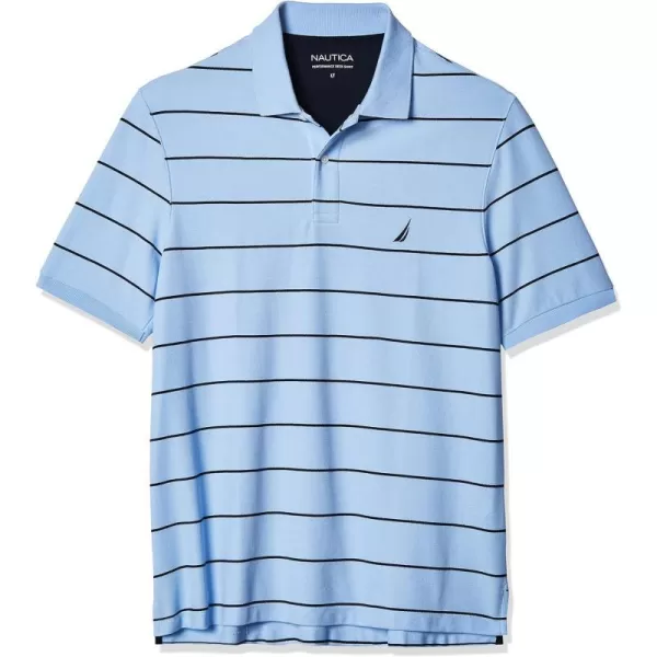 Nautica Mens Big and Tall Classic Short Sleeve Striped Polo ShirtNoon Blue