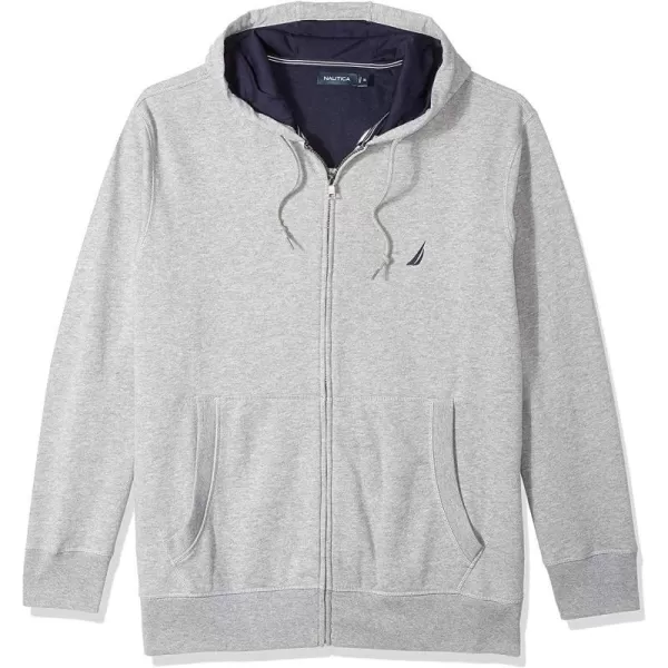 Nautica Mens Big and Tall FullZip Sweater Hoodie SweatshirtStone Grey Heather