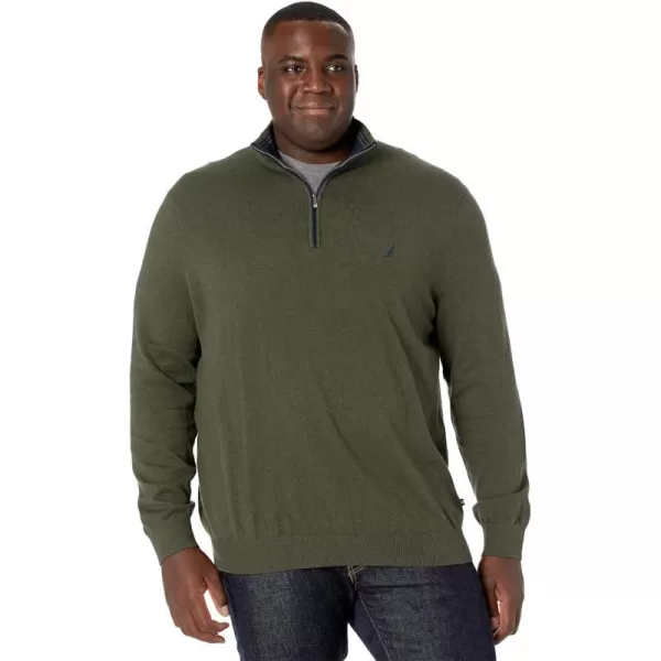 Nautica Mens Big and Tall Navtech QuarterZip SweaterForest Night Heather