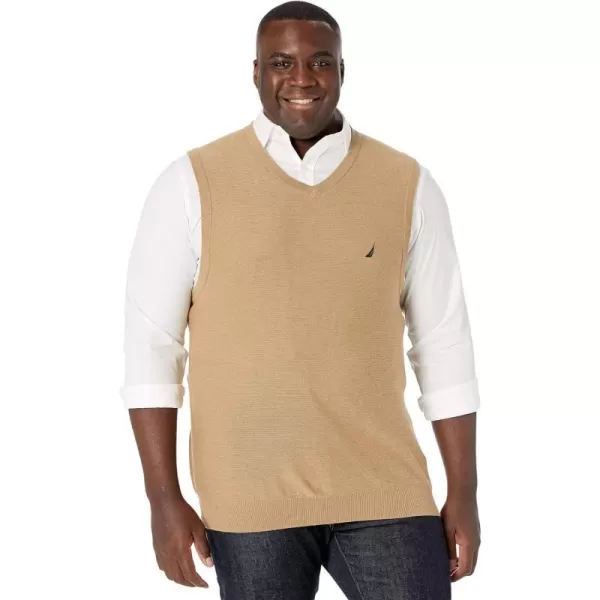 Nautica Mens Big and Tall Navtech VNeck Sweater VestCoastal Brown