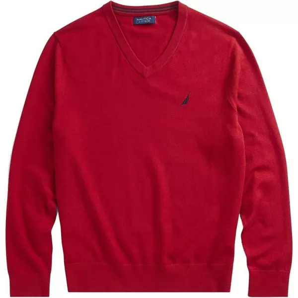 Nautica Mens Big and Tall Navtech VNeck SweaterNautica Red