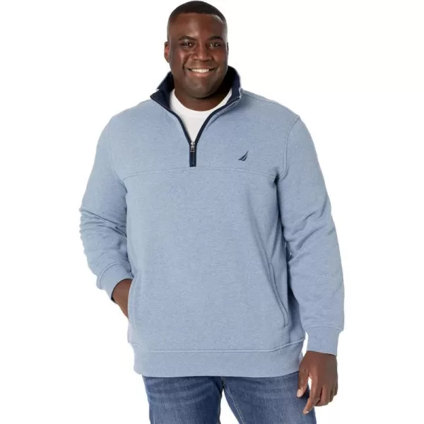 Nautica Mens Big and Tall QuarterZip Knit SweaterDeep Anchor Heather