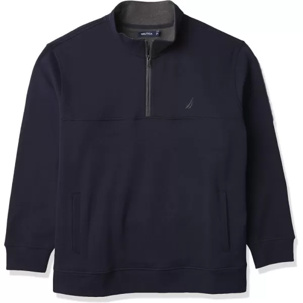 Nautica Mens Big and Tall QuarterZip Knit SweaterNavy