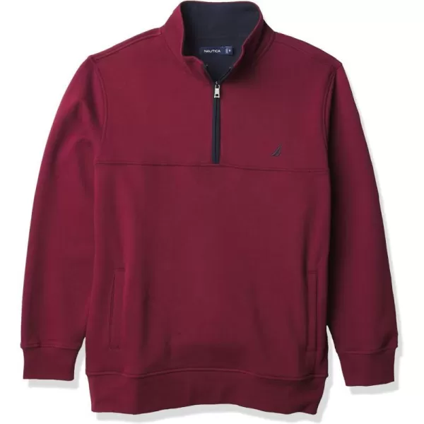 Nautica Mens Big and Tall QuarterZip Knit SweaterZinfandel