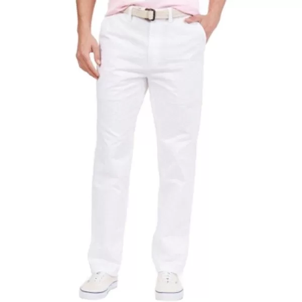 Nautica Mens Big and Tall Twill FlatFront PantBright White