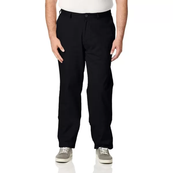 Nautica Mens Big and Tall Twill FlatFront PantTrue Black