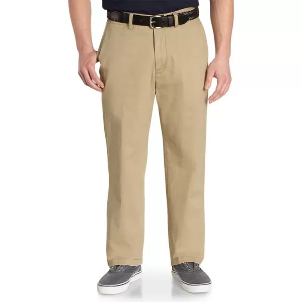 Nautica Mens Big and Tall Twill FlatFront PantTrue Khaki D83050