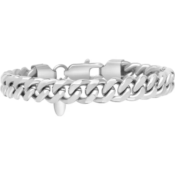 Nautica Mens Bracelet  Stainless Steel Miami Cuban Flat Link Chain Bracelet8 MM 7