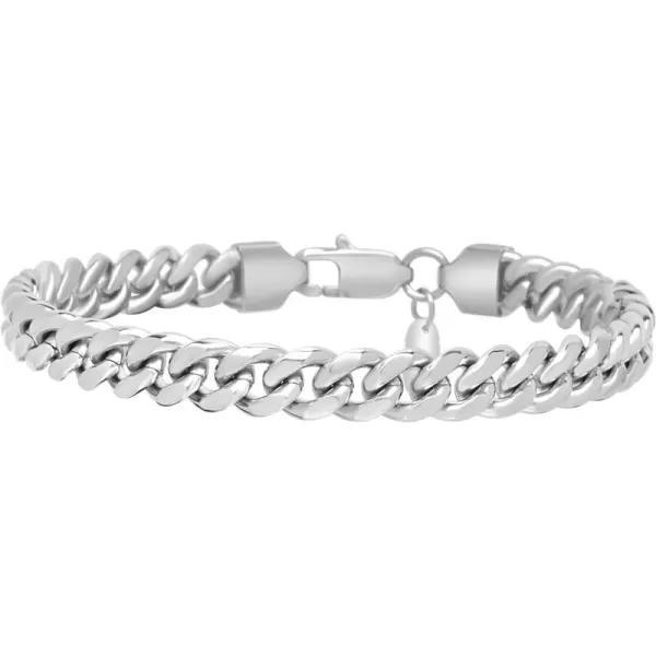 Nautica Mens Bracelet  Stainless Steel Miami Cuban Flat Link Chain Bracelet8 MM 9