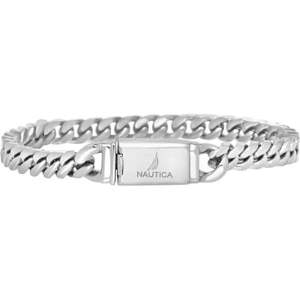 Nautica Mens BraceletOxidized Stainless Steel Curb Link Chain Bracelet for Women and Men5 MM 7